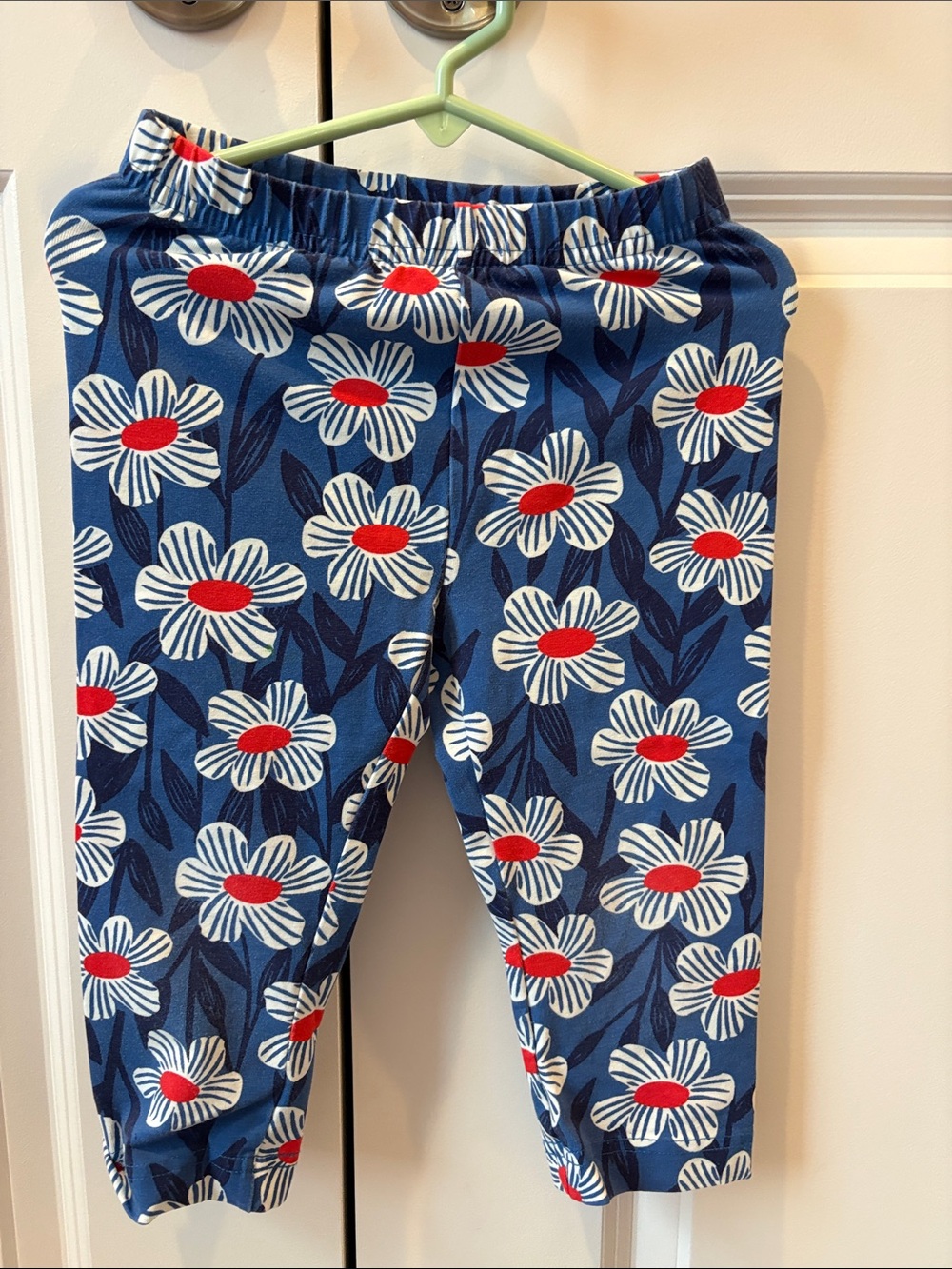 Hanna Andersson Navy Floral Leggings with White and Red Flowers